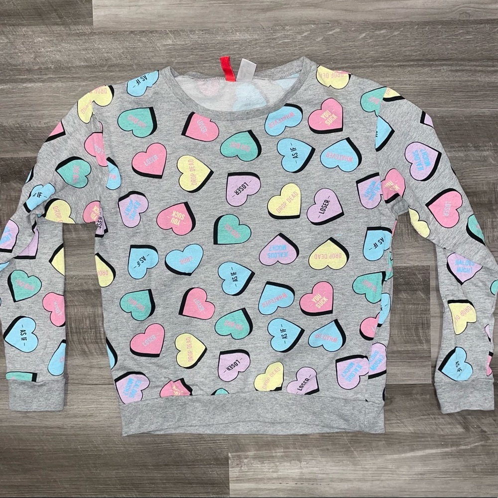 H&M DIVIDED - conversation hearts crew neck